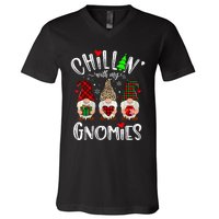 Chillin With My Gnomies Christmas Gnome Family Matching Xmas V-Neck T-Shirt