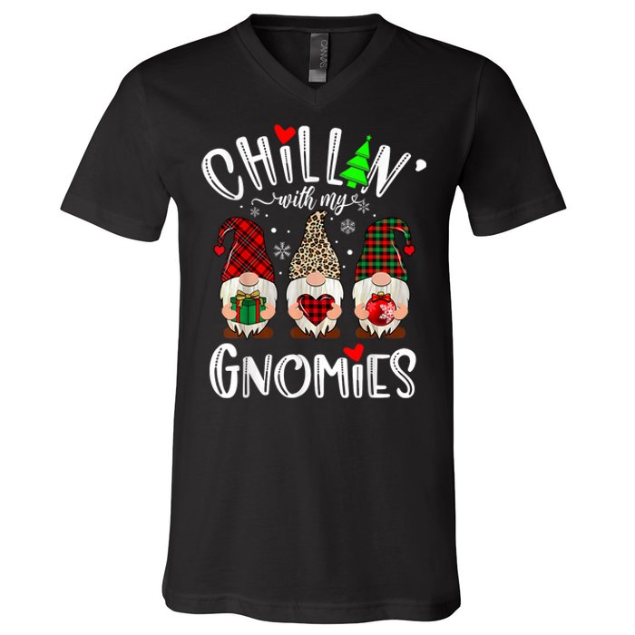 Chillin With My Gnomies Christmas Gnome Family Matching Xmas V-Neck T-Shirt