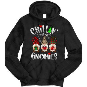 Chillin With My Gnomies Christmas Gnome Family Matching Xmas Tie Dye Hoodie