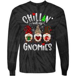 Chillin With My Gnomies Christmas Gnome Family Matching Xmas Tie-Dye Long Sleeve Shirt