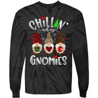 Chillin With My Gnomies Christmas Gnome Family Matching Xmas Tie-Dye Long Sleeve Shirt