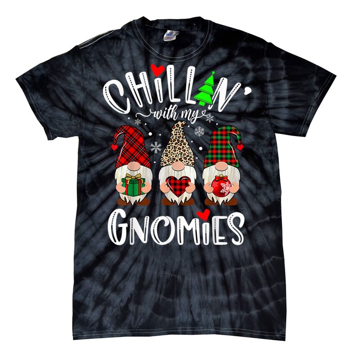 Chillin With My Gnomies Christmas Gnome Family Matching Xmas Tie-Dye T-Shirt