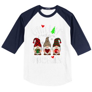 Chillin With My Gnomies Christmas Gnome Family Matching Xmas Baseball Sleeve Shirt