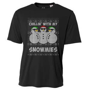 Chillin With My Snowmies Funny Ugly Christmas Cooling Performance Crew T-Shirt