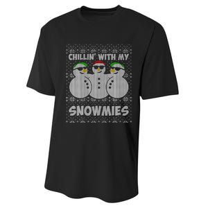 Chillin With My Snowmies Funny Ugly Christmas Performance Sprint T-Shirt