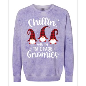 Chillin With My 1st Grade Gnomies Teacher Christmas Gnome Gift Colorblast Crewneck Sweatshirt