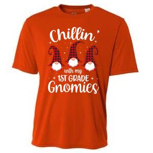 Chillin With My 1st Grade Gnomies Teacher Christmas Gnome Gift Cooling Performance Crew T-Shirt