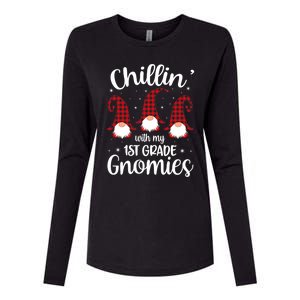 Chillin With My 1st Grade Gnomies Teacher Christmas Gnome Gift Womens Cotton Relaxed Long Sleeve T-Shirt