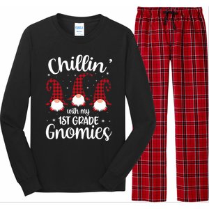 Chillin With My 1st Grade Gnomies Teacher Christmas Gnome Gift Long Sleeve Pajama Set