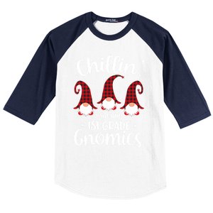 Chillin With My 1st Grade Gnomies Teacher Christmas Gnome Gift Baseball Sleeve Shirt