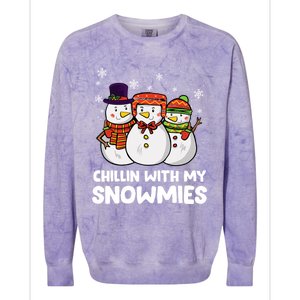 Chillin With My Snowmies Christmas Friends Winter Snow Gift Colorblast Crewneck Sweatshirt