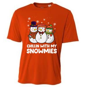 Chillin With My Snowmies Christmas Friends Winter Snow Gift Cooling Performance Crew T-Shirt