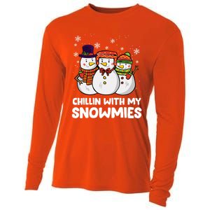 Chillin With My Snowmies Christmas Friends Winter Snow Gift Cooling Performance Long Sleeve Crew