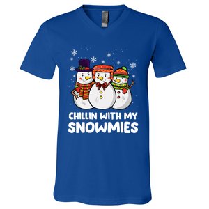 Chillin With My Snowmies Christmas Friends Winter Snow Gift V-Neck T-Shirt