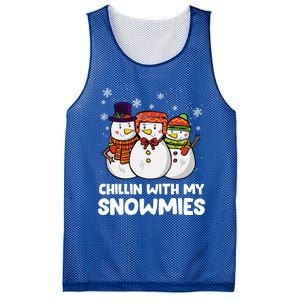 Chillin With My Snowmies Christmas Friends Winter Snow Gift Mesh Reversible Basketball Jersey Tank