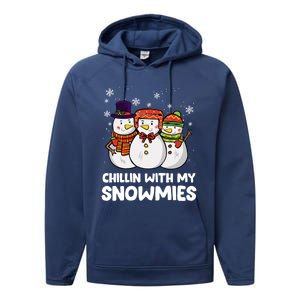 Chillin With My Snowmies Christmas Friends Winter Snow Gift Performance Fleece Hoodie