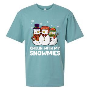 Chillin With My Snowmies Christmas Friends Winter Snow Gift Sueded Cloud Jersey T-Shirt