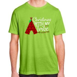 Christmas With My Tribe Red Plaid Family Matching Outfit Funny Gift Adult ChromaSoft Performance T-Shirt