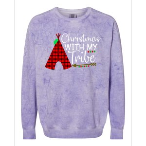 Christmas With My Tribe Red Plaid Family Matching Outfit Funny Gift Colorblast Crewneck Sweatshirt