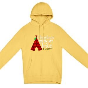 Christmas With My Tribe Red Plaid Family Matching Outfit Funny Gift Premium Pullover Hoodie