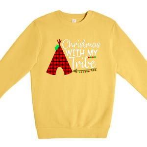 Christmas With My Tribe Red Plaid Family Matching Outfit Funny Gift Premium Crewneck Sweatshirt