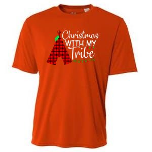 Christmas With My Tribe Red Plaid Family Matching Outfit Funny Gift Cooling Performance Crew T-Shirt