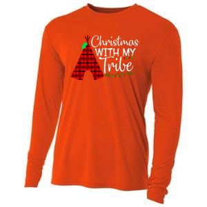 Christmas With My Tribe Red Plaid Family Matching Outfit Funny Gift Cooling Performance Long Sleeve Crew