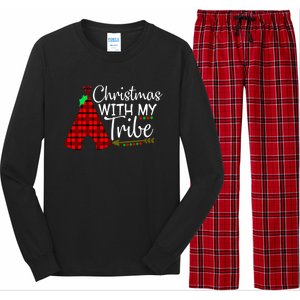 Christmas With My Tribe Red Plaid Family Matching Outfit Funny Gift Long Sleeve Pajama Set