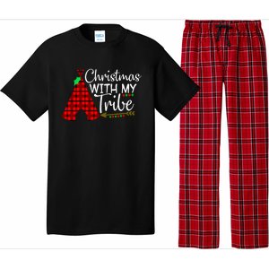 Christmas With My Tribe Red Plaid Family Matching Outfit Funny Gift Pajama Set