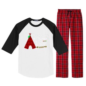 Christmas With My Tribe Red Plaid Family Matching Outfit Funny Gift Raglan Sleeve Pajama Set