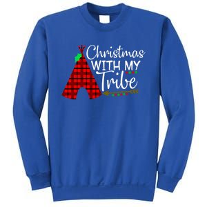 Christmas With My Tribe Red Plaid Family Matching Outfit Funny Gift Sweatshirt