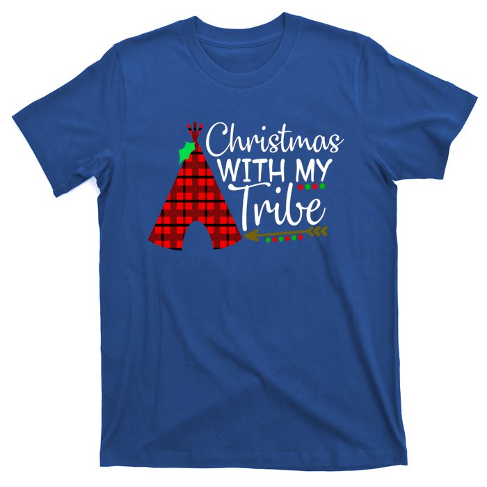 Christmas With My Tribe Red Plaid Family Matching Outfit Funny Gift T-Shirt