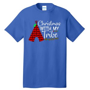 Christmas With My Tribe Red Plaid Family Matching Outfit Funny Gift Tall T-Shirt