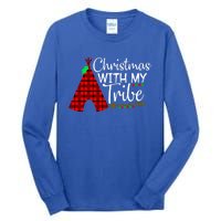 Christmas With My Tribe Red Plaid Family Matching Outfit Funny Gift Tall Long Sleeve T-Shirt