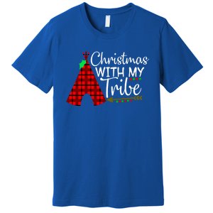 Christmas With My Tribe Red Plaid Family Matching Outfit Funny Gift Premium T-Shirt