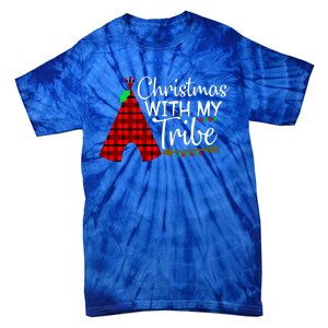 Christmas With My Tribe Red Plaid Family Matching Outfit Funny Gift Tie-Dye T-Shirt