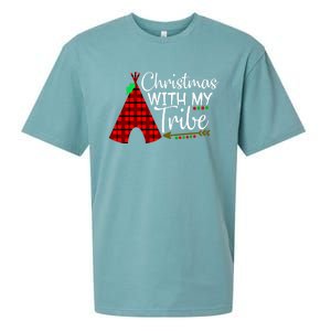 Christmas With My Tribe Red Plaid Family Matching Outfit Funny Gift Sueded Cloud Jersey T-Shirt