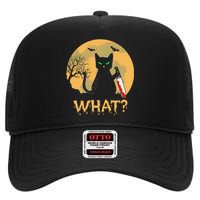 Cat What Murderous Black Cat Halloween Day High Crown Mesh Back Trucker Hat