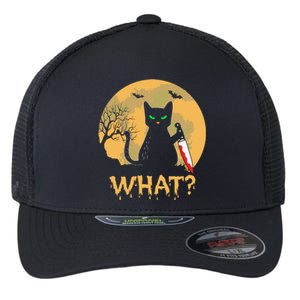 Cat What Murderous Black Cat Halloween Day Flexfit Unipanel Trucker Cap