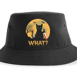 Cat What Murderous Black Cat Halloween Day Sustainable Bucket Hat