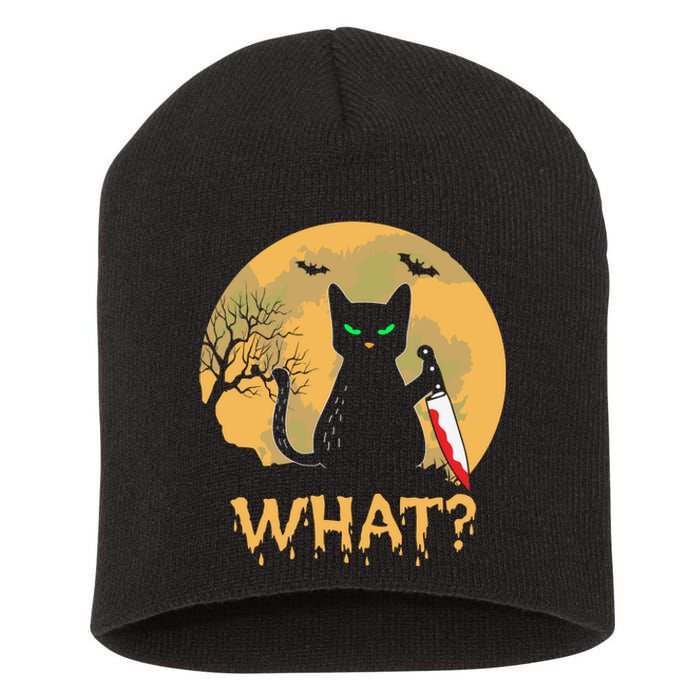 Cat What Murderous Black Cat Halloween Day Short Acrylic Beanie