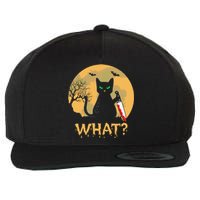 Cat What Murderous Black Cat Halloween Day Wool Snapback Cap