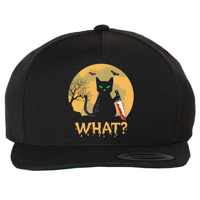 Cat What Murderous Black Cat Halloween Day Wool Snapback Cap