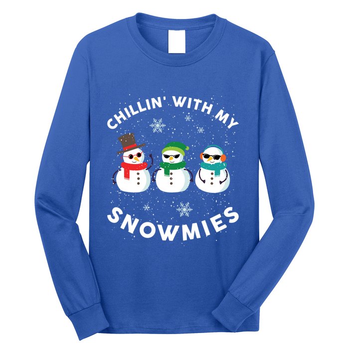 Chillin With My Snowmies Cute Snow Ugly Christmas Sweater Gift Long Sleeve Shirt