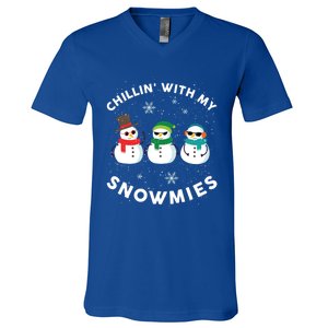 Chillin With My Snowmies Cute Snow Ugly Christmas Sweater Gift V-Neck T-Shirt