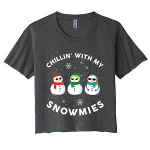 Chillin With My Snowmies Cute Snow Ugly Christmas Sweater Gift Women's Crop Top Tee