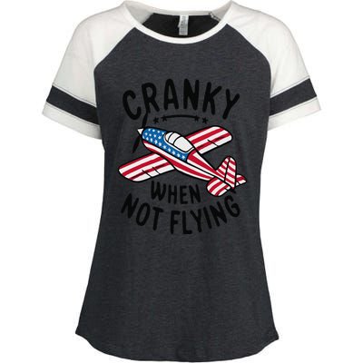 Cranky When Not Flying Funny Humor Aviation Enza Ladies Jersey Colorblock Tee