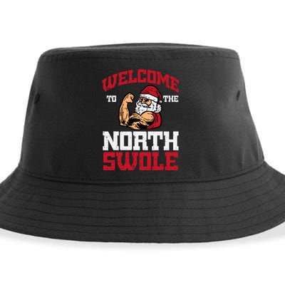 Christmas Welcome North Swole Xmas Muscle Gym Sustainable Bucket Hat