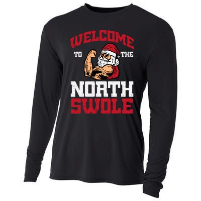 Christmas Welcome North Swole Xmas Muscle Gym Cooling Performance Long Sleeve Crew