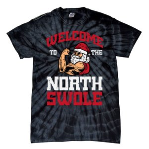 Christmas Welcome North Swole Xmas Muscle Gym Tie-Dye T-Shirt